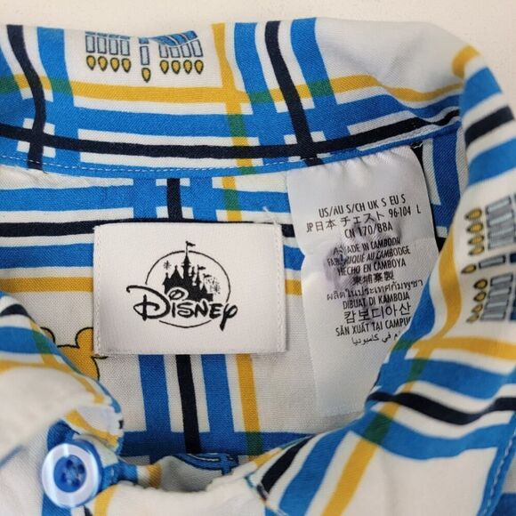 Disney Parks 2023 Mickey Mouse Icon Hanukkah Woven Button Up Shirt Men Sz Small - Picture 8 of 10